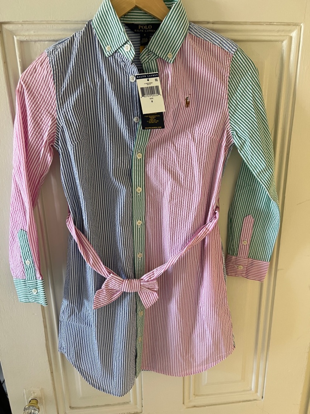Polo Ralph Lauren Girls' Seersucker Fun Shirtdress in Size 8 NWT